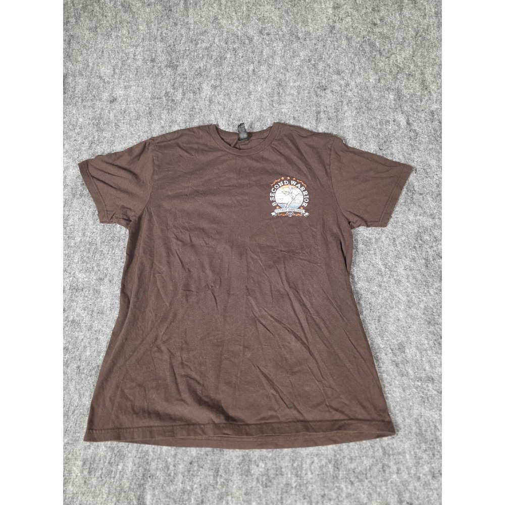 Mens Shirt Large Brown 8 Second Warrior Bull Riding Rodeo Tee Cowboy Hardware